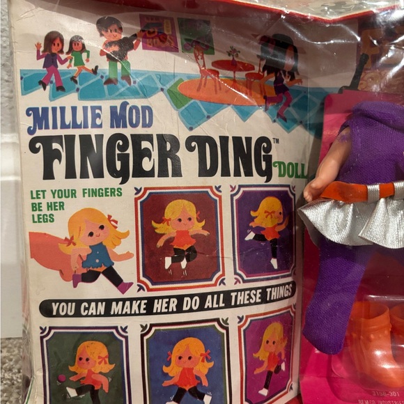SOLD BROKEN in box vintage toy Remco Millie Mod Finger Ding doll - Picture 5 of 9